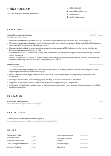 School Administrative Assistant CV Example