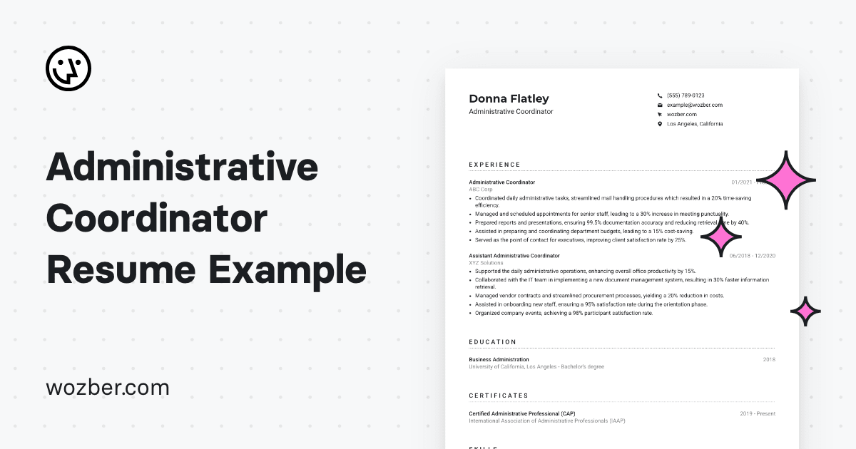 Administrative Coordinator Cv Example 8747