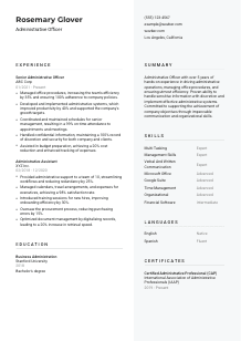 Administrative Officer Resume Template #2