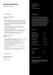 Administrative Officer Resume Template #3
