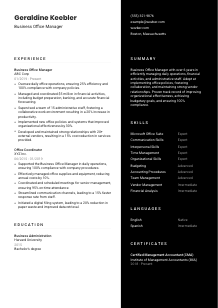 Business Office Manager CV Template #3