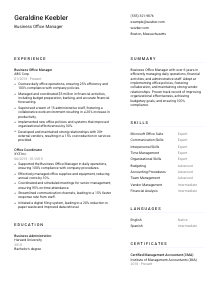 Business Office Manager CV Template #1
