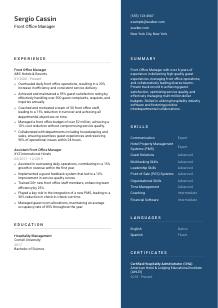 Front Office Manager CV Template #2