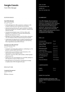 Front Office Manager Resume Template #3