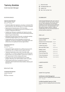 Hotel Assistant Manager CV Template #13