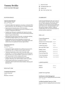 Hotel Assistant Manager CV Template #7