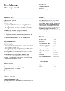 Office Manager Assistant Resume Template #1