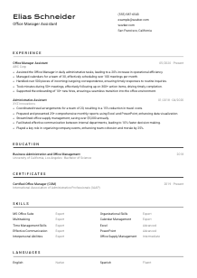 Office Manager Assistant Resume Template #2