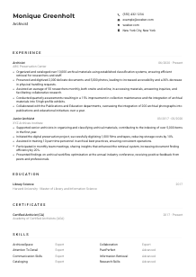Archivist Resume Example