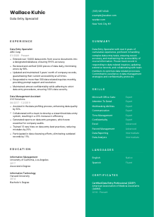 Data Entry Specialist Resume Template #2