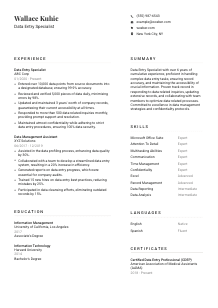 Data Entry Specialist Resume Template #1