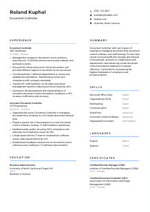 Document Controller Resume Template #2