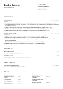 Records Manager CV Example