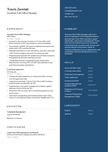 Assistant Front Office Manager Resume Template #2