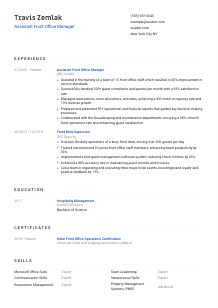 Assistant Front Office Manager Resume Template #1