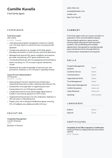 Front Desk Agent Resume Template #2