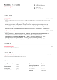 Front Desk Agent Resume Template #1