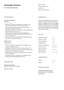 Front Desk Receptionist Resume Template #1