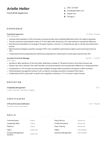 Front Desk Supervisor CV Example