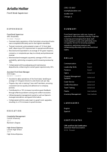 Front Desk Supervisor CV Template #3