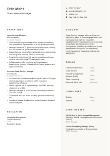 Guest Services Manager CV Template #2