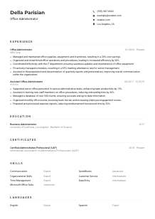 Office Administrator Resume Example