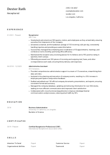 Receptionist CV Template #1