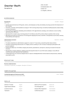 Receptionist CV Template #2