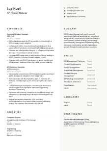 API Product Manager CV Template #13