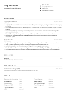 Assistant Product Manager Resume Example