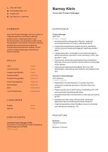 Associate Product Manager Resume Template #3