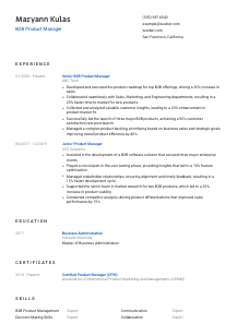 B2B Product Manager Resume Template #1