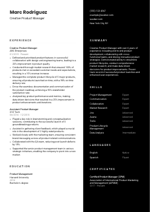 Creative Product Manager Resume Template #3