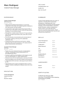 Creative Product Manager CV Template #1