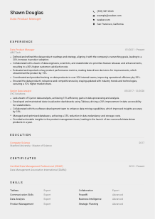 Data Product Manager CV Template #3