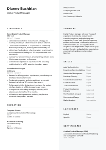 Digital Product Manager Resume Template #12