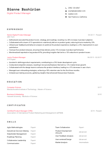 Digital Product Manager Resume Template #4