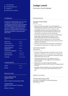 Ecommerce Product Manager Resume Template #3