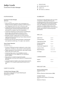 Ecommerce Product Manager Resume Template #1