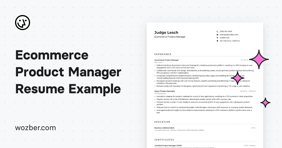 Product Manager Resume Example