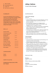 Group Product Manager CV Template #3