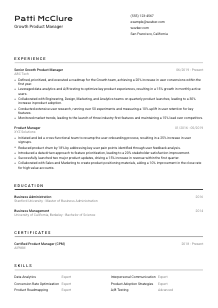 Growth Product Manager Resume Template #9