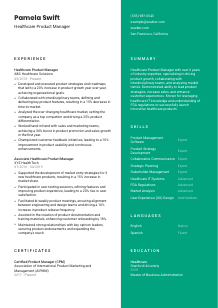 Healthcare Product Manager Resume Template #16