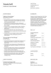Healthcare Product Manager CV Template #2