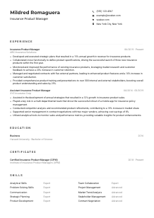 Insurance Product Manager Resume Example