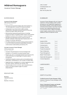 Insurance Product Manager CV Template #2