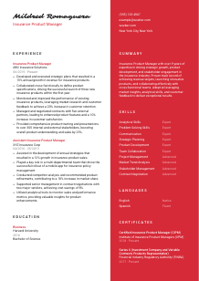 Insurance Product Manager CV Template #3