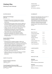 Marketing Product Manager Resume Template #1