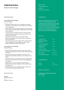 Mobile Product Manager CV Template #16