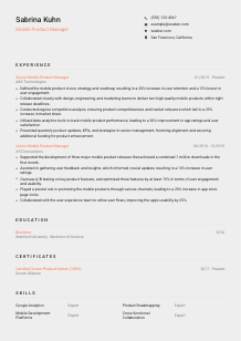 Mobile Product Manager CV Template #23